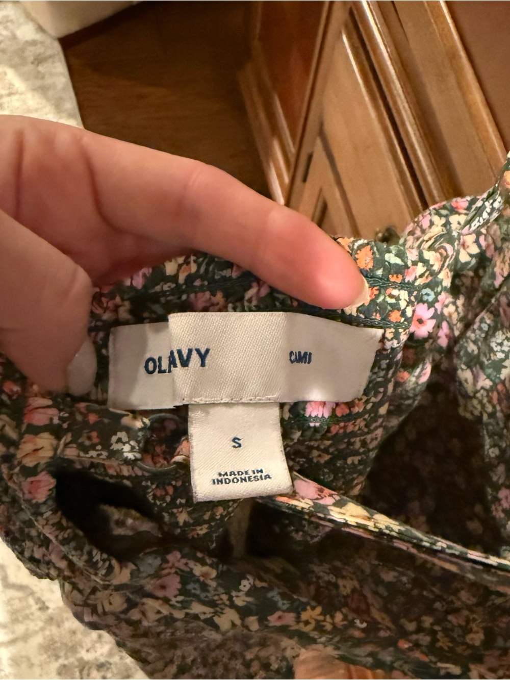 Old Navy Green Floral Cami Mini Dress with Pink and Yellow Blossoms - Picture 3 of 3